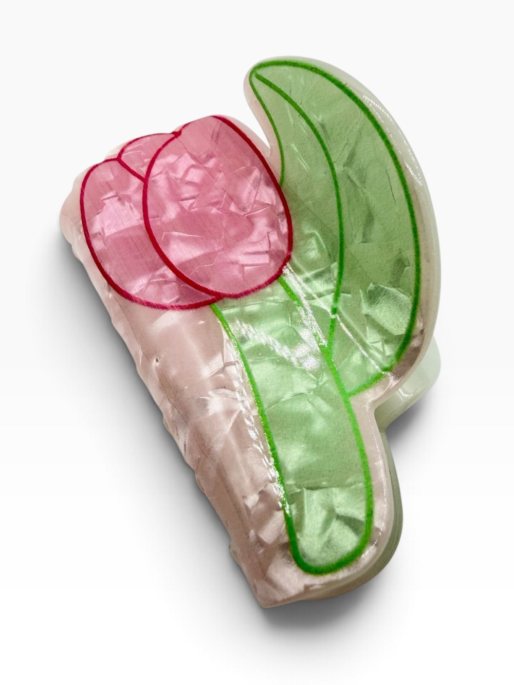 Single Pink Tulip Hair Clip New